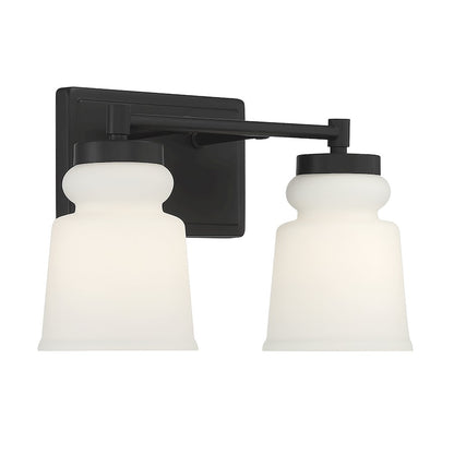 2-Light, 15" Bathroom Vanity Light, Matte Black