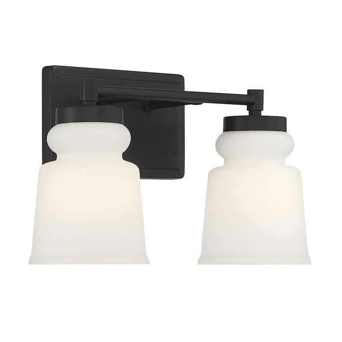 Savoy House 2-Light 15" Bathroom Vanity Light, Matte Black/Milk