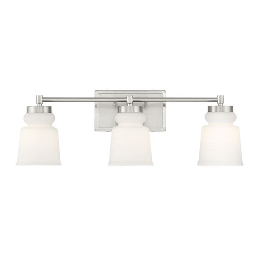 3-Light, 24" Bathroom Vanity Light, Brushed Nickel