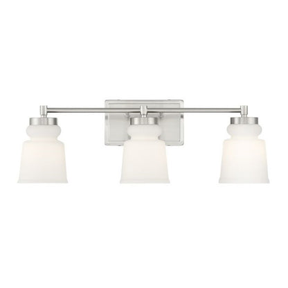 3-Light, 24" Bathroom Vanity Light, Brushed Nickel
