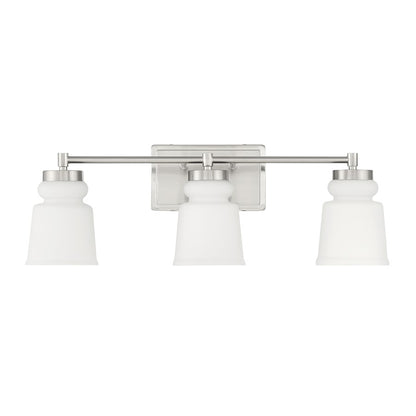 3-Light, 24" Bathroom Vanity Light, Brushed Nickel/Milk