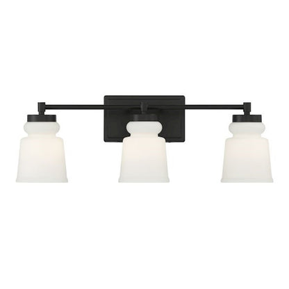 Savoy House 3-Light 24" Bathroom Vanity Light, Matte Black/Milk - M80058MBK