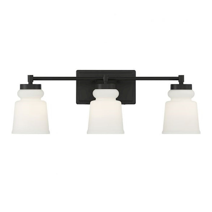 Savoy House 3-Light 24" Bathroom Vanity Light, Matte Black/Milk - M80058MBK