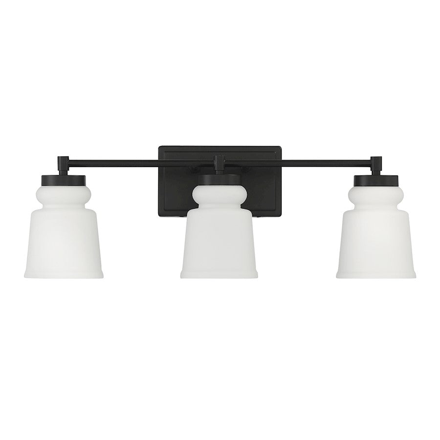 3-Light, 24" Bathroom Vanity Light, Matte Black