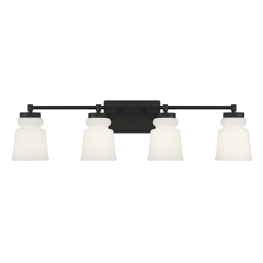 Savoy House 4-Light 32" Bathroom Vanity Light, Matte Black/Milk - M80059MBK