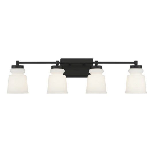 Savoy House 4-Light 32" Bathroom Vanity Light, Matte Black/Milk - M80059MBK