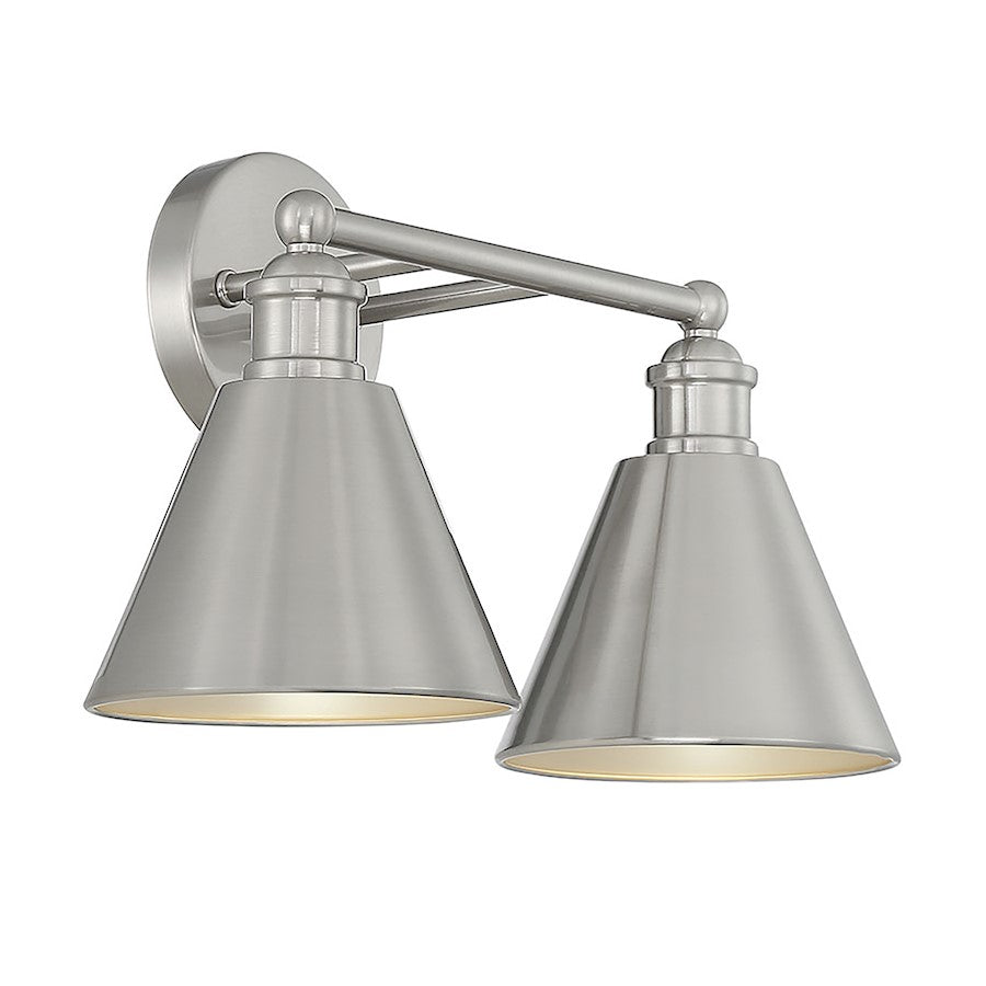 2-Light 17" Bathroom Vanity Light, Brushed Nickel