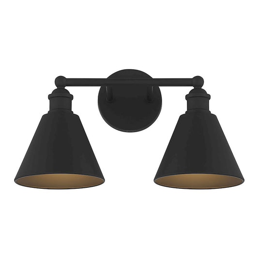 2-Light 17" Bathroom Vanity Light, Matte Black