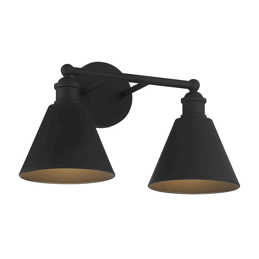 2-Light 17" Bathroom Vanity Light, Matte Black