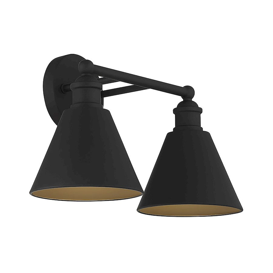 2-Light 17" Bathroom Vanity Light, Matte Black