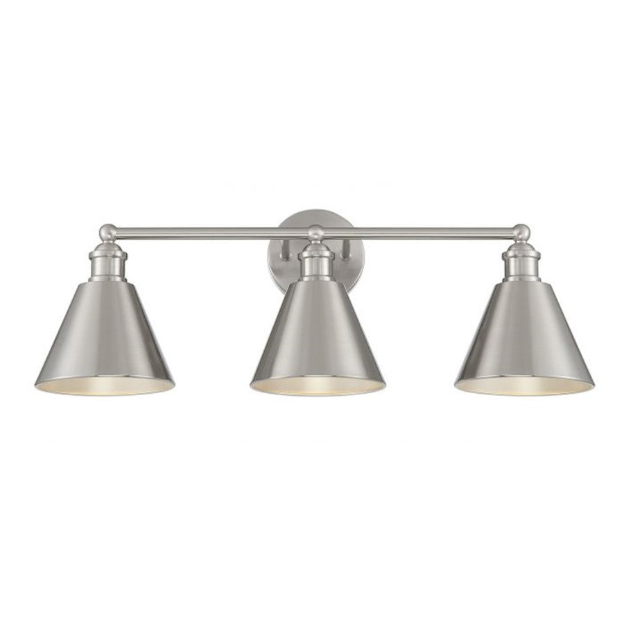 3-Light 27" Bathroom Vanity Light, Natural Brass