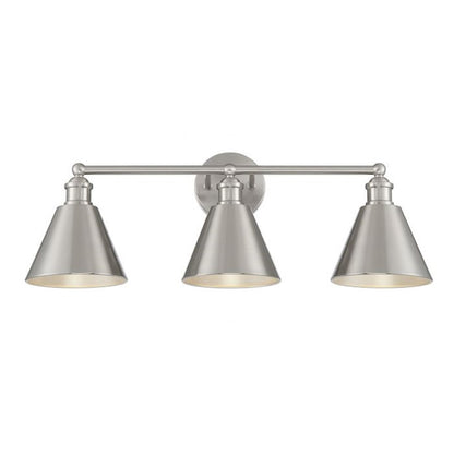 3-Light 27" Bathroom Vanity Light, Natural Brass