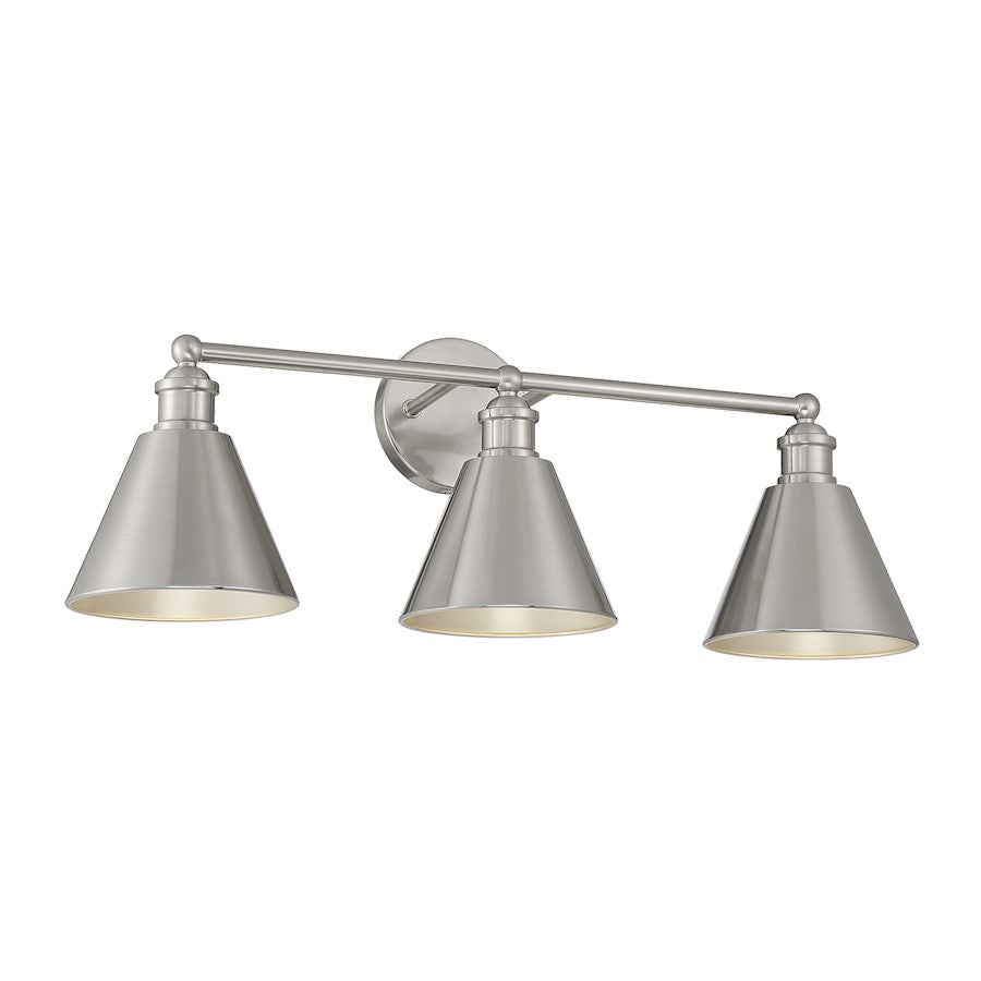 3-Light 27" Bathroom Vanity Light, Natural Brass