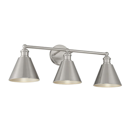 3-Light 27" Bathroom Vanity Light, Natural Brass
