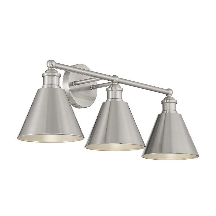 3-Light 27" Bathroom Vanity Light, Natural Brass