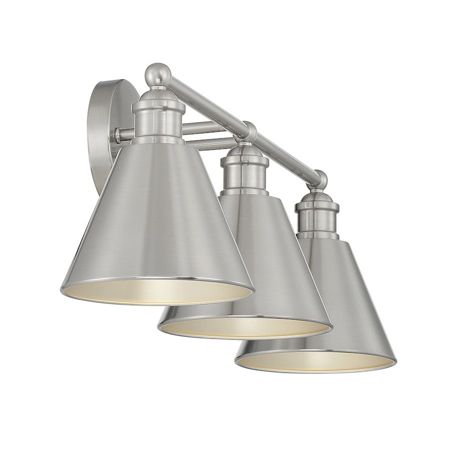 3-Light 27" Bathroom Vanity Light, Natural Brass