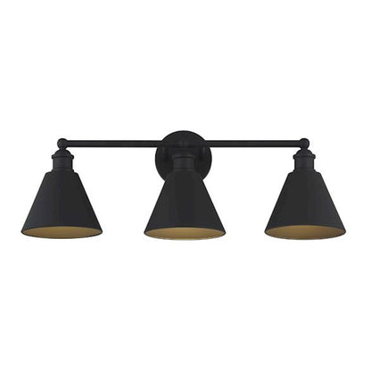 3-Light 27" Bathroom Vanity Light, Matte Black