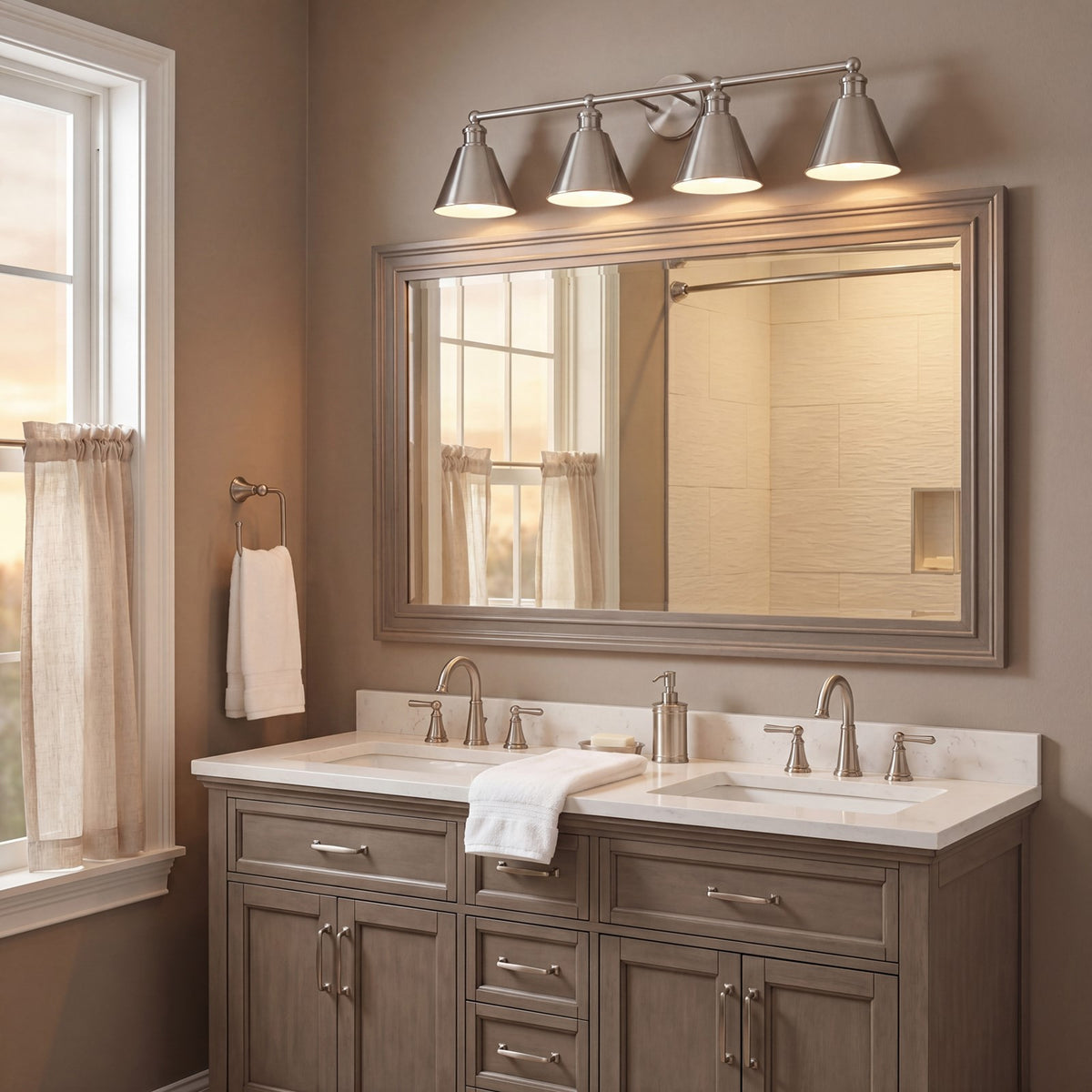 4-Light 38" Bathroom Vanity Light, Brushed Nickel