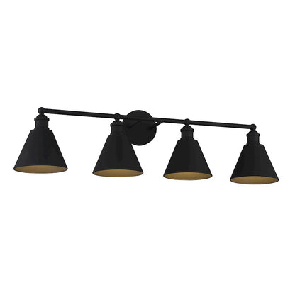 4-Light 38" Bathroom Vanity Light, Matte Black