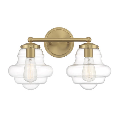2-Light 17" Bathroom Vanity Light , Natural Brass