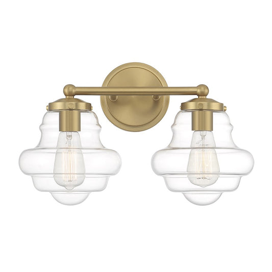 2-Light 17" Bathroom Vanity Light , Natural Brass