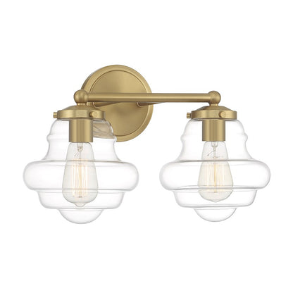 2-Light 17" Bathroom Vanity Light , Natural Brass