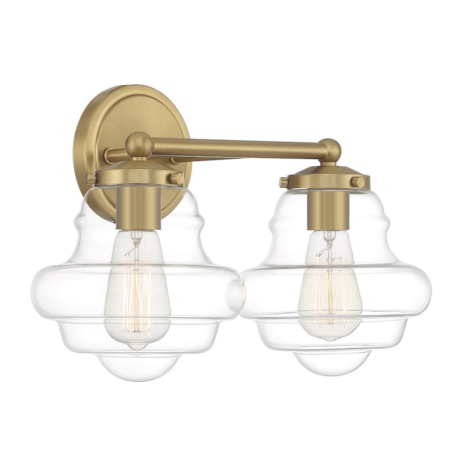 2-Light 17" Bathroom Vanity Light , Natural Brass