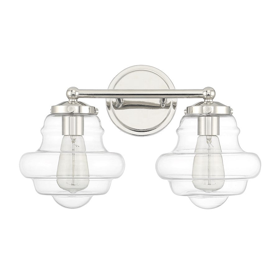 2-Light 17" Bathroom Vanity Light, Polished Nickel