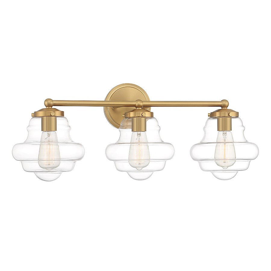 3-Light 26" Bathroom Vanity Light, Natural Brass