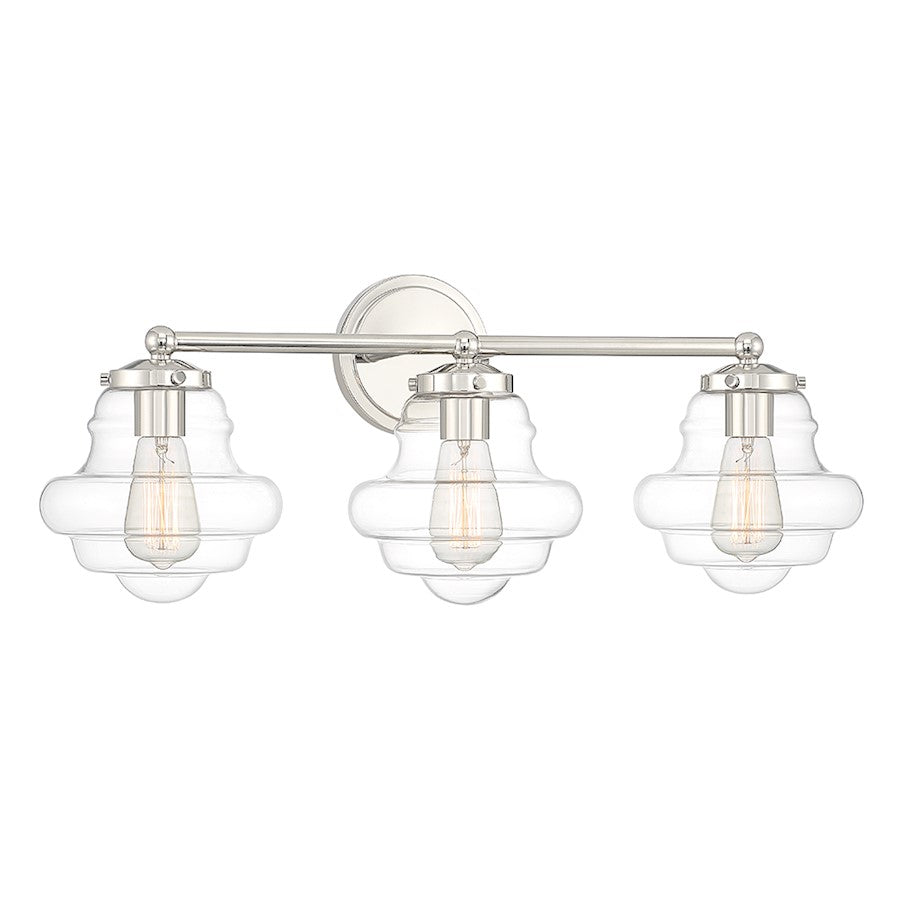 3-Light 26" Bathroom Vanity Light, Polished Nickel