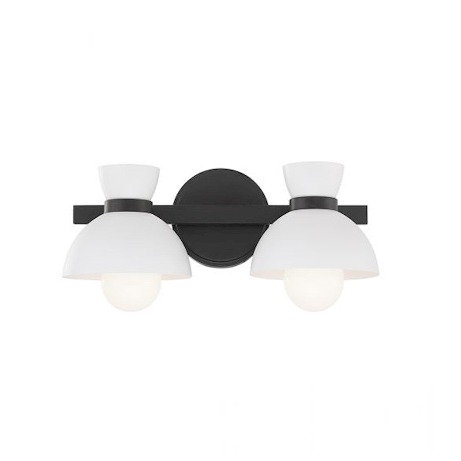 Savoy House 2-Light 17" Bathroom Vanity Light, Matte Black/White - M80074MBK