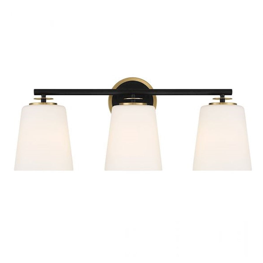 Savoy House 3Lt Bathroom Vanity Light, Black/Natural Brass - M80078MBKNB