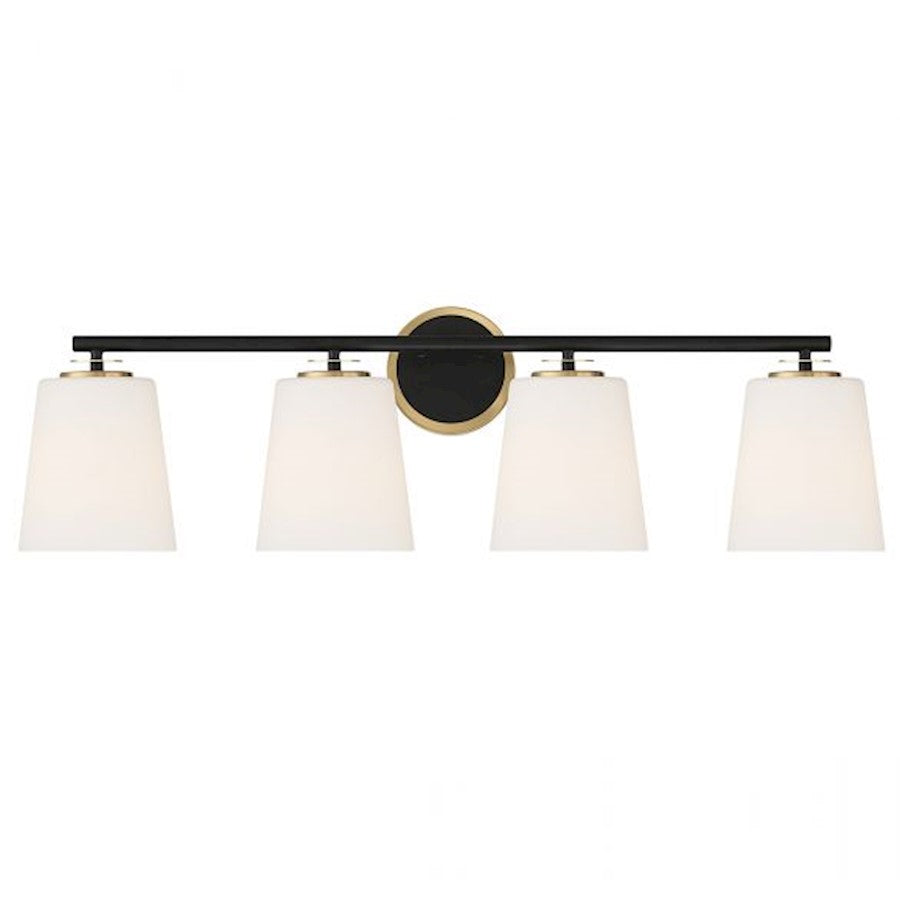 Savoy House 4Lt Bathroom Vanity Light, Black/Natural Brass - M80079MBKNB