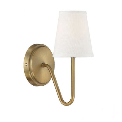 Savoy House 1-Light 11" Wall Sconce, Natural Brass/White Fabric - M90054NB