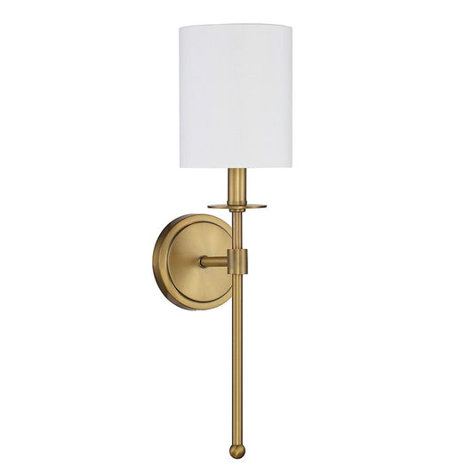 Savoy House 1-Light 20" Wall Sconce, Natural Brass/White Fabric - M90057NB