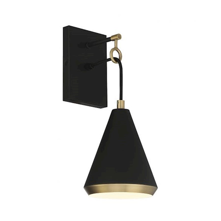 Savoy House 1-Light 6" Wall Sconce, Matte Black/Natural Brass - M90066MBKNB