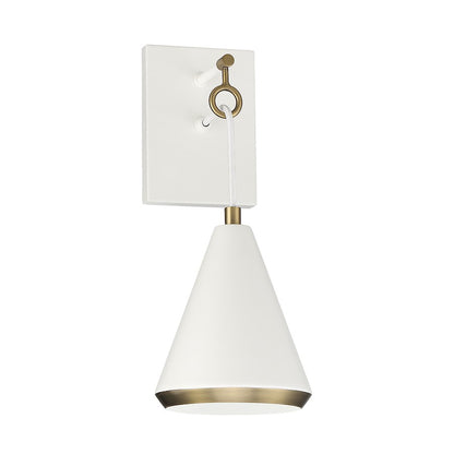 1-Light Wall Sconce, White/Natural Brass