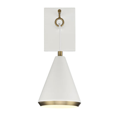 1-Light Wall Sconce, White/Natural Brass