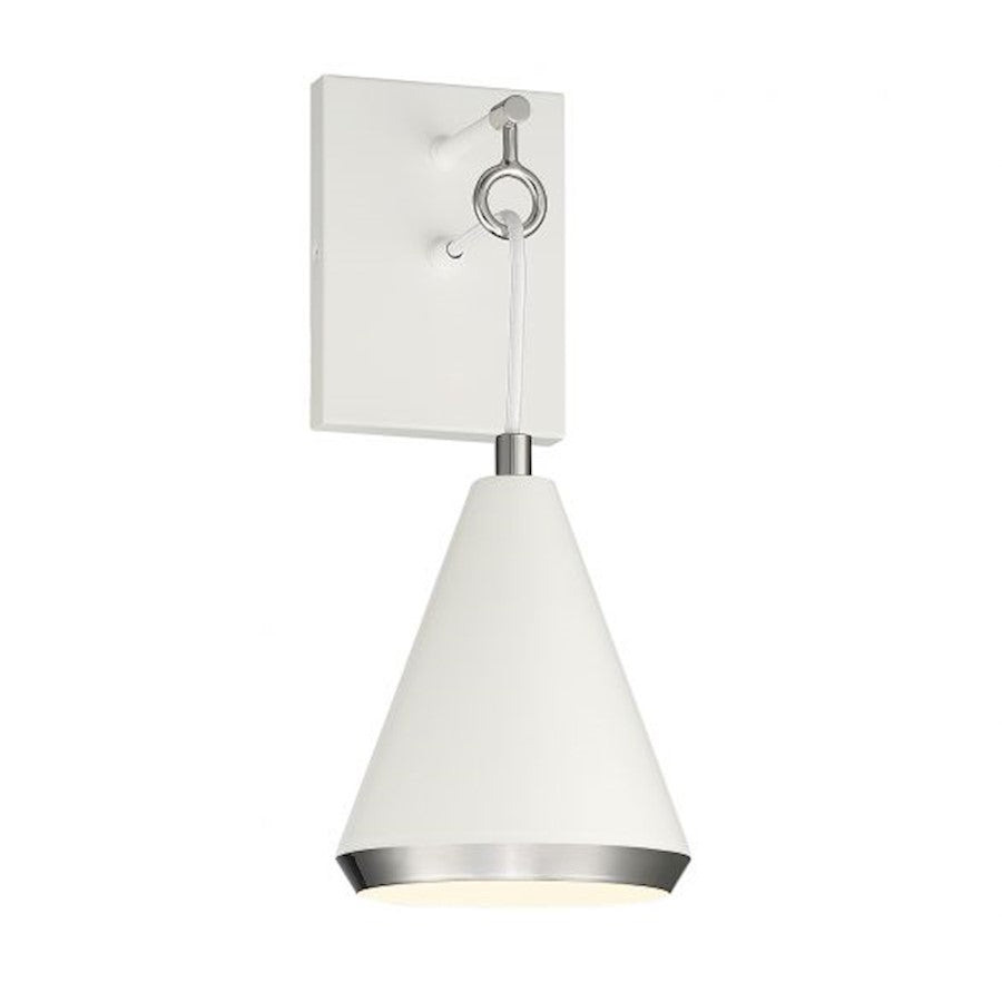 Savoy House 1-Light Wall Sconce, White/Polished Nickel - M90066WHPN