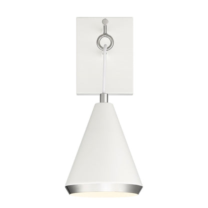 1-Light Wall Sconce, White/Polished Nickel