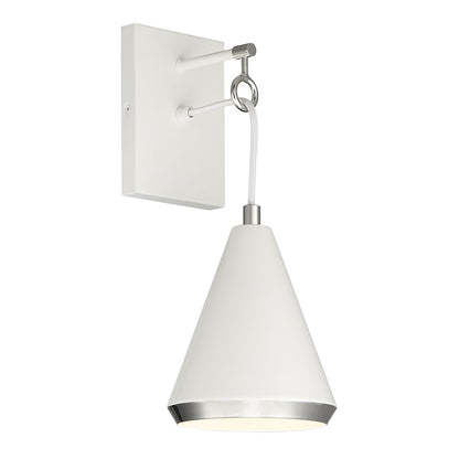 1-Light Wall Sconce, White/Polished Nickel