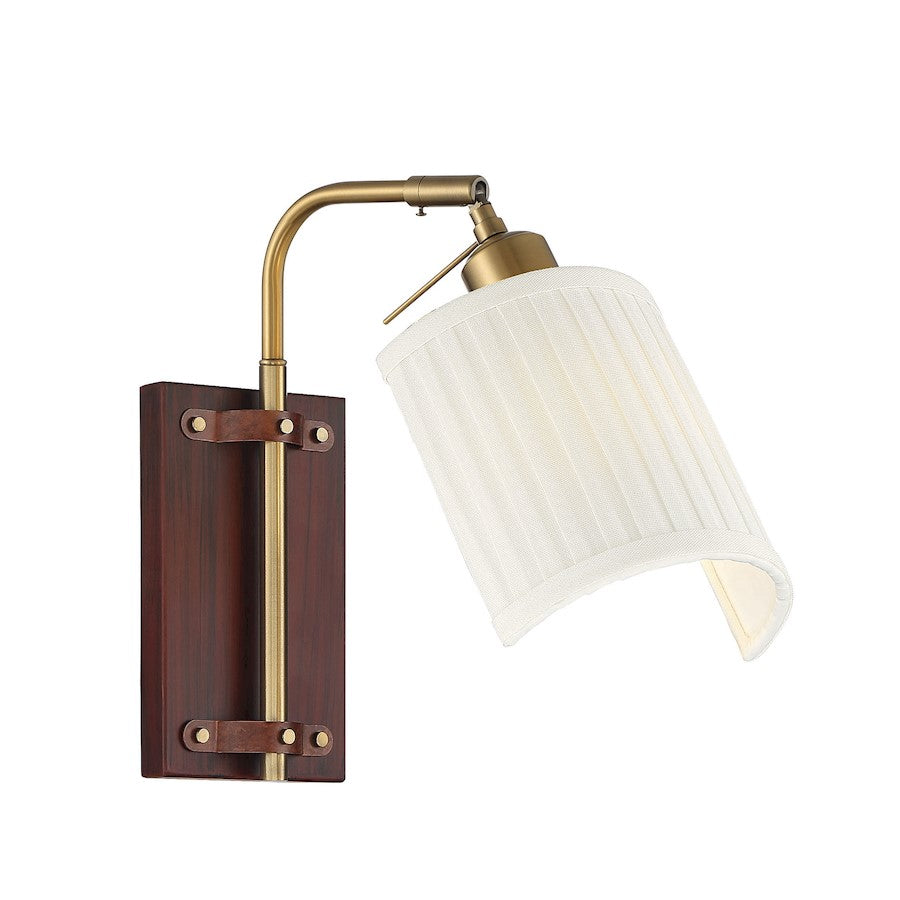 Savoy House 1-Light Adjustable Wall Sconce, Redwood/Natural Brass - M90068NB