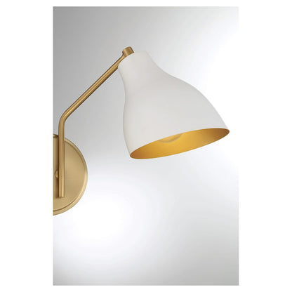 2-Light 9.6" Wall Sconce, White/Natural Brass