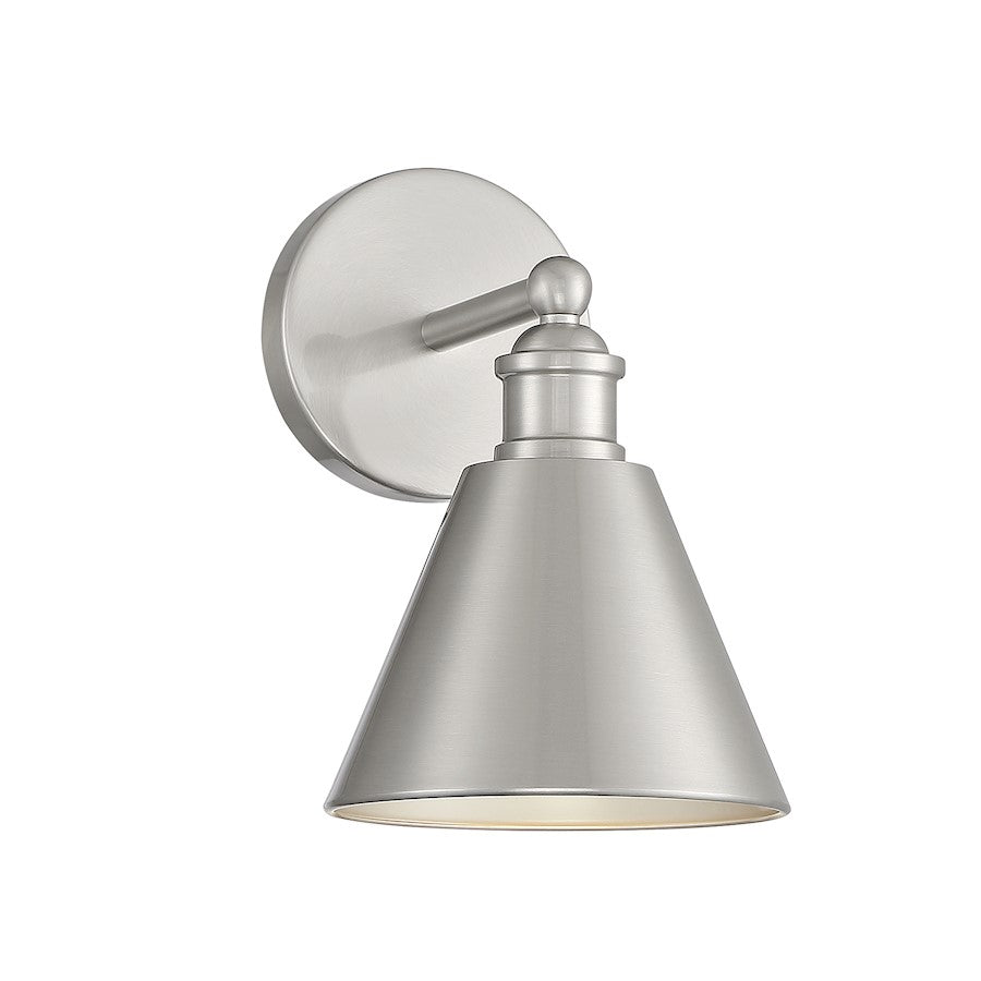 1-Light 10" Wall Sconce, Brushed Nickel /Metallic