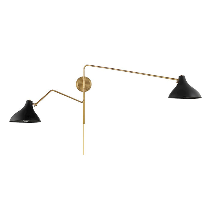 Savoy House 2-Light 21" Wall Sconce, Matte Black/Natural Brass