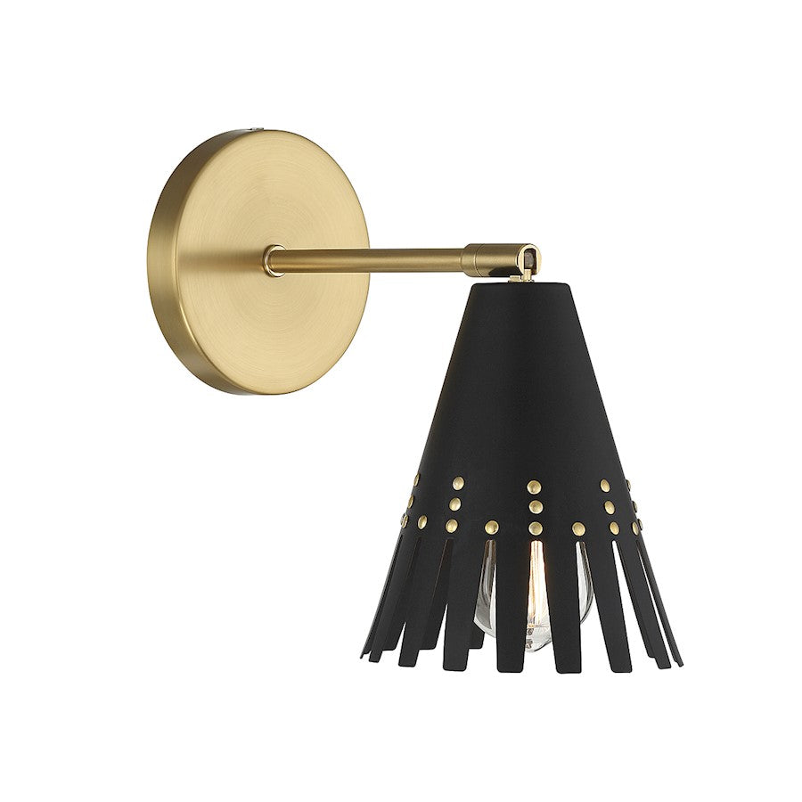 Savoy House 1Lt Adjustable Wall Sconce, Black/Natural Brass - M90103MBKNB