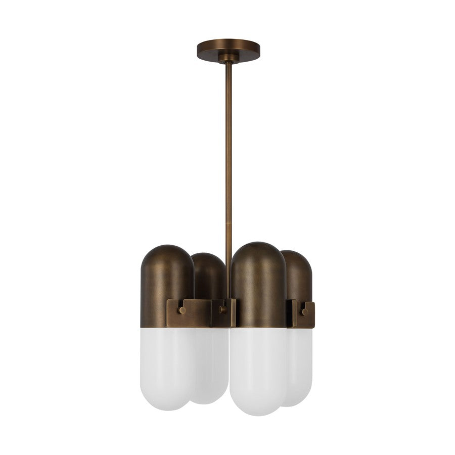 Visual Comfort Modern Capsule 4 Light 13.7" Chandelier, Brass