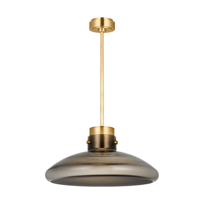 Visual Comfort Modern Morgan 1Lt 22" Pendant, Brass/Smoke Glass
