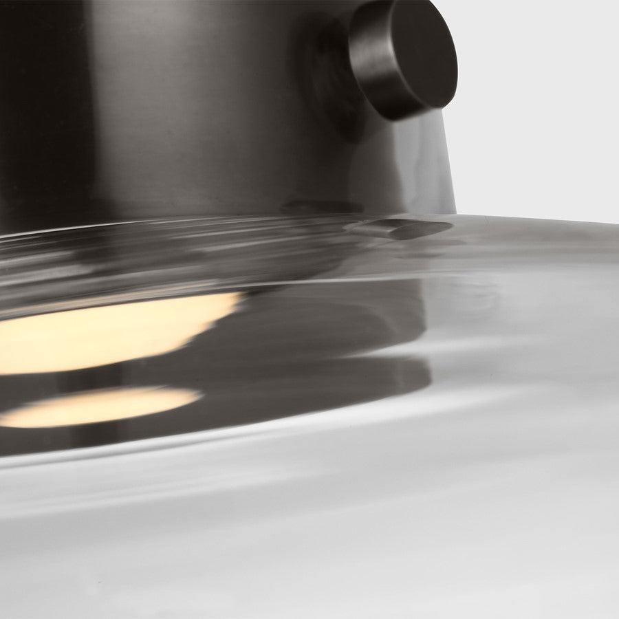 Visual Comfort Modern Morgan 1 Light 16" Pendant, Bronze/Clear