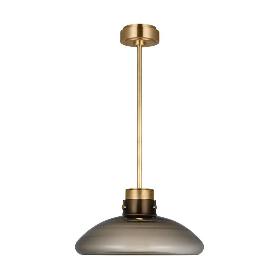 Visual Comfort Modern Morgan 1Lt 16" Pendant, Brass/Smoke Glass - AKPD594WDHABSM